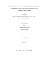 Until they know you care: The influence of coach servant leadership on motivational climate and athlete psychosocial outcomes