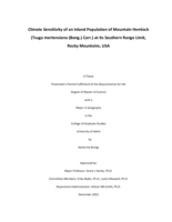Climate Sensitivity of an Inland Population of Mountain Hemlock (Tsuga mertensiana (Bong.) Carr.) at its Southern Range Limit, Rocky Mountains, USA