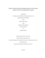 Effects of Harvest Date and Storage Duration on End-Product Quality of Three Processing Potato Varieties