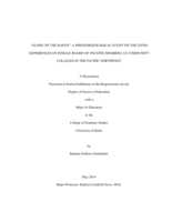 Alone on the Range: A phenomenological study on the lived experiences of female Board of Trustee members at Community Colleges in the Pacific Northwest