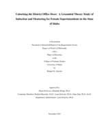 Unlocking the District Office Door: A Grounded Theory Study of Induction and  Mentoring for Female Superintendents in the State of Idaho