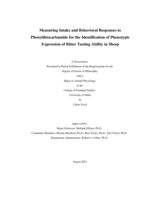 Measuring Intake and Behavioral Responses to Phenylthiocarbamide for the Identification of Phenotypic Expression of Bitter Tasting Ability in Sheep