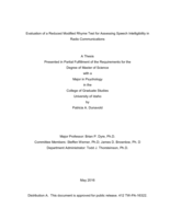 Evaluation of a Reduced Modified Rhyme Test for Assessing Speech Intelligibility in Radio Communications