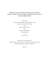 IMPLEMENTATION OF EVIDENCE-BASED PRACTICE WITHIN AN ATHLETIC TRAINING ATHLETIC MODEL– A DISSERATION OF CLINCIAL PRACITCE IMPROVEMENT