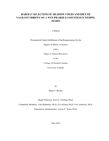Habitat Selection of Meadow Voles and Diet of Vagrant Shrews On A Wet Prairie Ecosystem in Weippe, Idaho