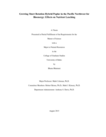 GROWING SHORT ROTATION HYBRID POPLAR IN THE PACIFIC NORTHWEST FOR BIOENERGY: EFFECTS ON NUTRIENT LEACHING