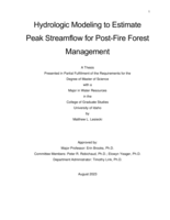 Hydrologic Modeling to Estimate Peak Streamflow for Post-Fire Forest Management