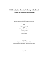 A Pit Investigation: Historical Archeology at the Historic Entrance of Mammoth Cave, Kentucky