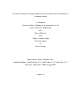 The Effects of Plyometric Training on Muscle Activation Characteristics in Post-Pubescent Adolescent Females