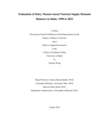 Estimation of Dairy Manure-based Nutrient Supply-Demand Balances in Idaho, 1990 to 2022