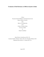 Evaluation of Skid Resistance at Different Speeds in Idaho