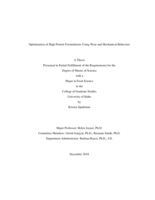 Optimization of High Protein Formulations Using Wear and Mechanical Behaviors