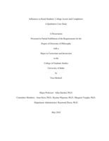 Influences on Rural Students' College Access and Completion: A Qualitative Case Study
