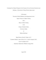 Evaluating Novel Manual Therapies for the Treatment of Lower Extremity Dysfunction and Pathology: A Dissertation of Clinical Practice Improvement