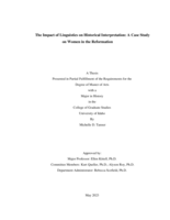 The Impact of Linguistics on Historical Interpretation: A Case Study on Women in the Reformation