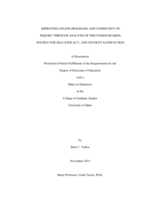 IMPROVING ONLINE PROGRAMS AND COMMUNITY OF INQUIRY THROUGH ANALYSIS OF DISCUSSION BOARDS, INSTRUCTOR SELF-EFFICACY, AND STUDENT SATISFACTION