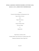 Optimal agronomic conditions for spring and winter canola (Brassica napus L.) production in northern Idaho