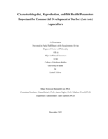 Characterizing diet, Reproduction, and fish Health Parameters Important for Commercial Development of Burbot (Lota lota) aquaculture