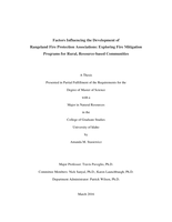 Factors Influencing the Development of Rangeland Fire Protection Associations:  Exploring Fire Mitigation Programs for Rural, Resource-based Communities