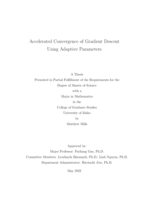 Accelerated Convergence of Gradient Descent Using Adaptive Parameters