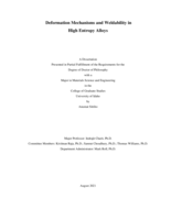 Deformation Mechanisms and Weldability in High Entropy Alloys