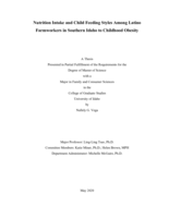 Nutrition Intake and Child Feeding Styles Among Latino Farmworkers in Southern Idaho to Childhood Obesity