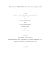 Three Essays on Risk Analysis in Agri-Food Supply Chains