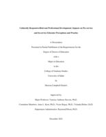 Culturally Responsive/Relevant Professional Development: Impacts on Pre-service and In-service Educator Perceptions and Practice