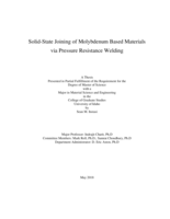 Solid-State Joining of Molybdenum Based Materials via Pressure Resistance Welding