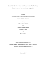Effects of Burn Severity on Stream Buffer Management for Post-Fire Hillslope  Erosion in the Inland Northwest Ranges, USA