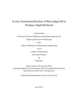 In situ Transesterification of Microalgal Oil to Produce Algal Biodiesel