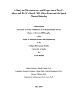 A Study on Microstructure and Properties of Fe-xCr alloys and  Fe-9Cr Based ODS Alloys Processed via Spark Plasma Sintering