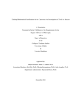Eliciting Mathematical Justifications in the Classroom: An Investigation of Tools for Success