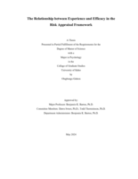 The Relationship Between Experience and Efficacy in the Risk Appraisal Framework