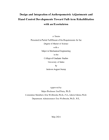 Design and Integration of Anthropometric Adjustments and Hand Control Developments Toward Full-Arm Rehabilitation with an Exoskeleton