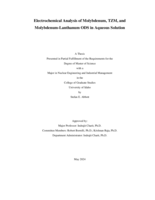 Electrochemical Analysis of Molybdenum, TZM, and Molybdenum-Lanthanum ODS in Aqueous Solution