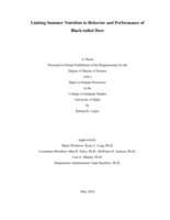 Linking Summer Nutrition to Behavior and Performance of Black-tailed Deer