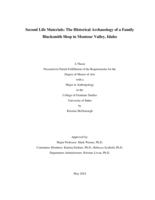 Second Life Materials: The Historical Archaeology of a Family Blacksmith Shop in Montour Valley, Idaho