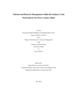 Nutrient and Bacteria Management within the Lindsay Creek watershed in Nez Perce County, Idaho