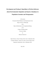 Development and Testing of Algorithms to Perform Inference about Environmental Adaptation and Species Abundance in Population Genomics and Metagenomics
