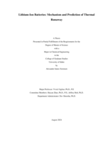 Mechanisms of thermal runaway and an arrhenius-based numerical prediction method for estimating thermal runaway in aviation lithium-ion batteries
