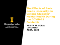 The effects of basic needs insecurity on college students’ mental health during the COVID-19 pandemic.