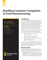 Customer Complaints: An Important Food-Safety and -Quality Opportunity