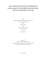 Upper Thermal Tolerance of the Western Ridged Mussel (Gonidea angulata), Western Pearlshell (Margaritifera falcata), and Western Sculpin Species (Cottus spp.)