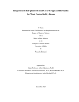 Integration of Fall-planted Cereal Cover Crops and Herbicides for Weed Control in Dry Beans