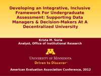 Developing an Integrative, Inclusive Framework For Undergraduate Assessment: Supporting Data Managers & Decision-Makers At A Decentralized University