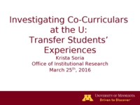 Investigating Co-Curriculars at the U: Transfer Students’ Experiences