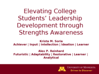 Elevating College Students’ Leadership Development through Strengths Awareness