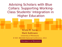 Advising Scholars with Blue Collars: Supporting Working-Class Students' Integration in Higher Education
