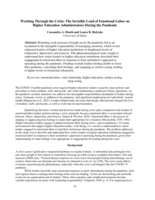 Working Through the Crisis: The Invisible Load of Emotional Labor on Higher Education Administrators During the Pandemic
